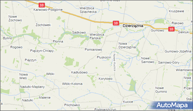mapa Pluskocin gmina Dzierzążnia, Pluskocin gmina Dzierzążnia na mapie Targeo