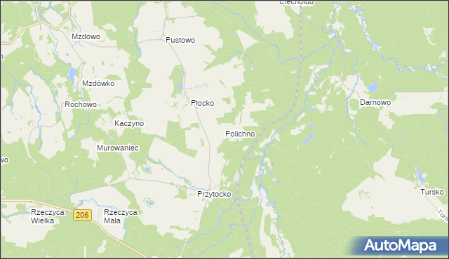mapa Polichno gmina Kępice, Polichno gmina Kępice na mapie Targeo