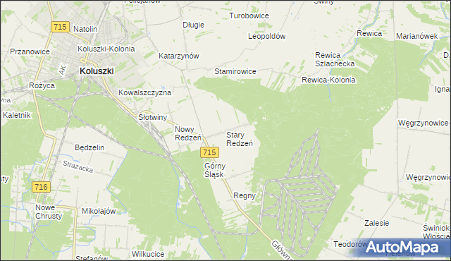 mapa Stary Redzeń, Stary Redzeń na mapie Targeo