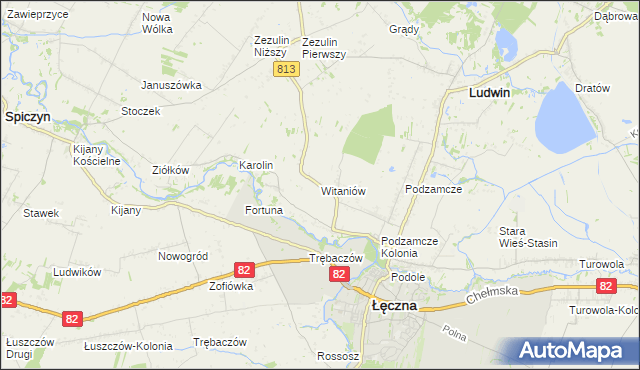 mapa Witaniów, Witaniów na mapie Targeo