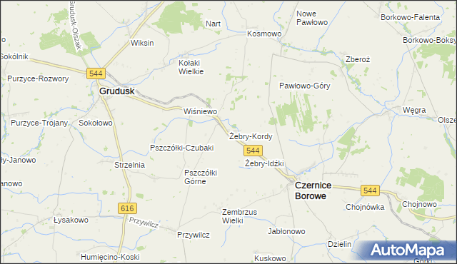 mapa Żebry-Kordy, Żebry-Kordy na mapie Targeo