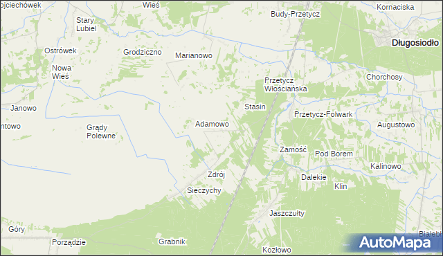 mapa Zygmuntowo gmina Długosiodło, Zygmuntowo gmina Długosiodło na mapie Targeo