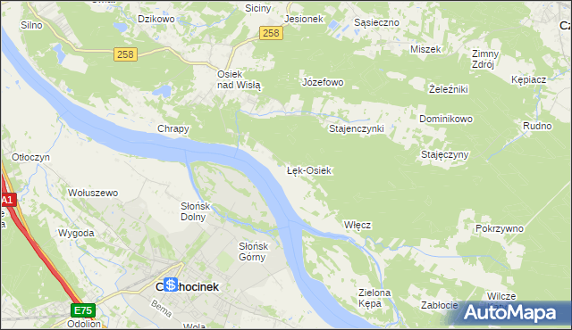 mapa Łęk-Osiek, Łęk-Osiek na mapie Targeo