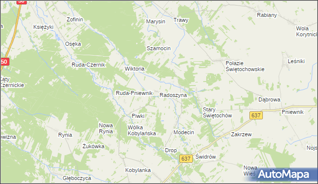 mapa Radoszyna, Radoszyna na mapie Targeo