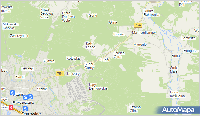 mapa Sudół gmina Bodzechów, Sudół gmina Bodzechów na mapie Targeo