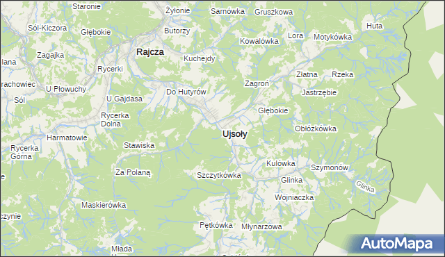 mapa Ujsoły, Ujsoły na mapie Targeo