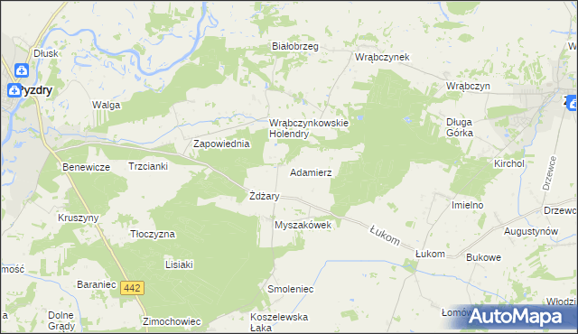 mapa Adamierz gmina Zagórów, Adamierz gmina Zagórów na mapie Targeo