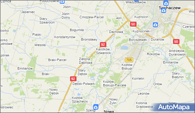 mapa Antoniew gmina Nowa Sucha, Antoniew gmina Nowa Sucha na mapie Targeo