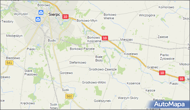 mapa Białe Błoto gmina Sierpc, Białe Błoto gmina Sierpc na mapie Targeo