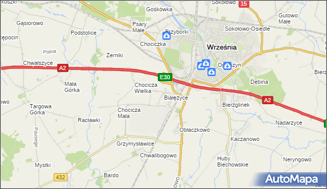 mapa Białężyce, Białężyce na mapie Targeo