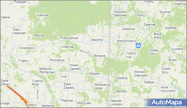 mapa Bierwce, Bierwce na mapie Targeo