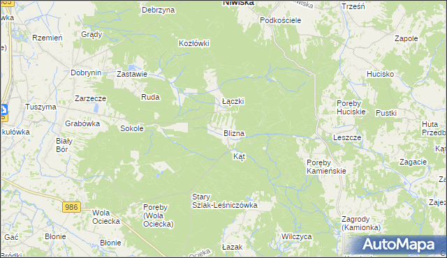 mapa Blizna gmina Ostrów, Blizna gmina Ostrów na mapie Targeo