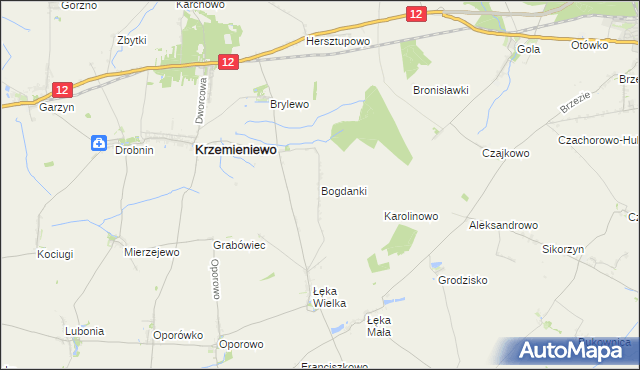 mapa Bogdanki gmina Poniec, Bogdanki gmina Poniec na mapie Targeo