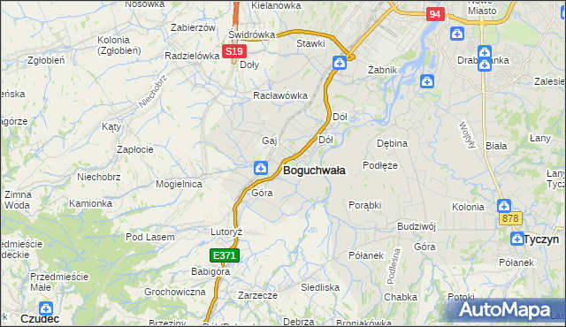 mapa Boguchwała powiat rzeszowski, Boguchwała powiat rzeszowski na mapie Targeo