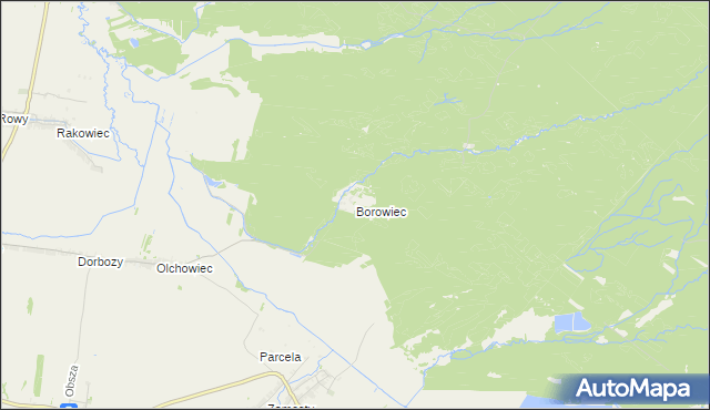 mapa Borowiec gmina Łukowa, Borowiec gmina Łukowa na mapie Targeo