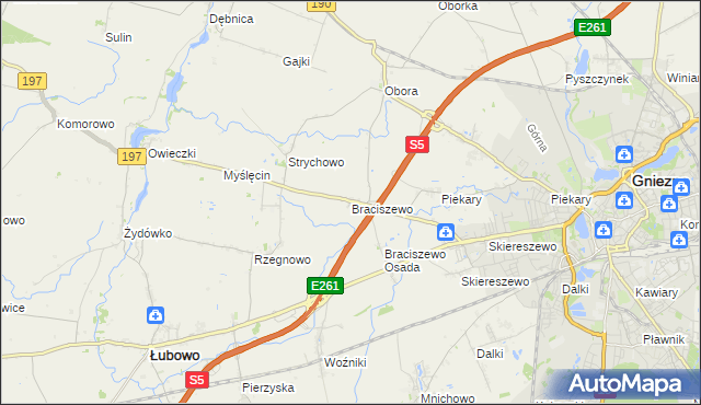 mapa Braciszewo, Braciszewo na mapie Targeo