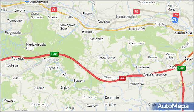 mapa Brzoskwinia, Brzoskwinia na mapie Targeo
