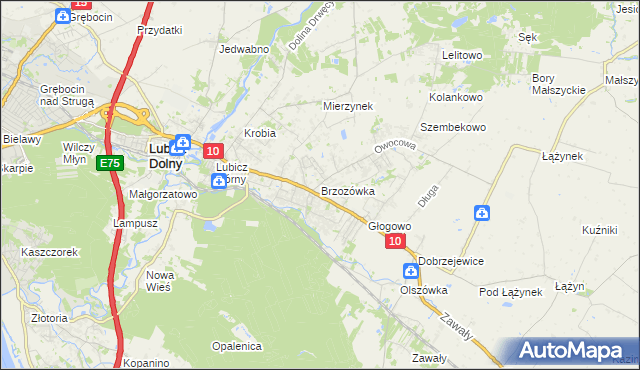 mapa Brzozówka gmina Obrowo, Brzozówka gmina Obrowo na mapie Targeo