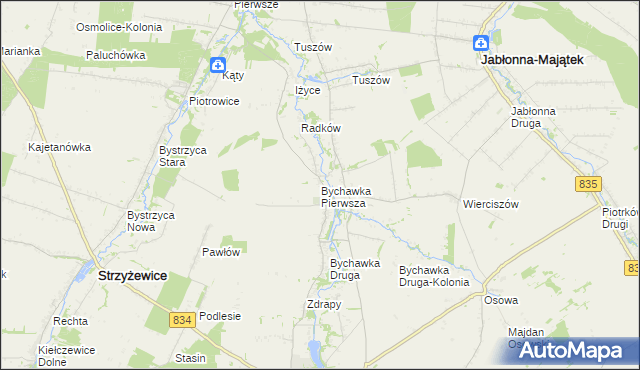 mapa Bychawka Pierwsza, Bychawka Pierwsza na mapie Targeo