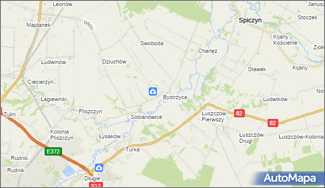 mapa Bystrzyca gmina Wólka, Bystrzyca gmina Wólka na mapie Targeo