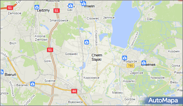mapa Chełm Śląski, Chełm Śląski na mapie Targeo