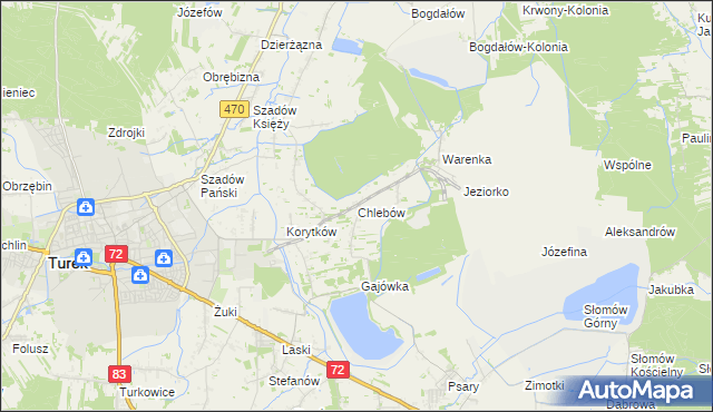 mapa Chlebów gmina Turek, Chlebów gmina Turek na mapie Targeo