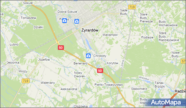 mapa Chroboty, Chroboty na mapie Targeo