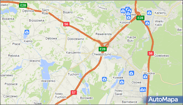 mapa Chwaszczyno, Chwaszczyno na mapie Targeo