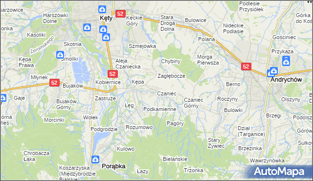 mapa Czaniec, Czaniec na mapie Targeo