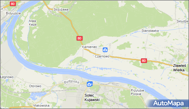 mapa Czarnowo gmina Zławieś Wielka, Czarnowo gmina Zławieś Wielka na mapie Targeo