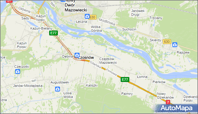 mapa Cząstków Mazowiecki, Cząstków Mazowiecki na mapie Targeo