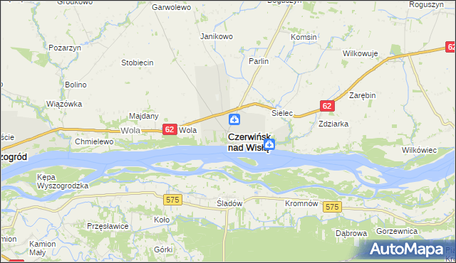 mapa Czerwińsk nad Wisłą, Czerwińsk nad Wisłą na mapie Targeo