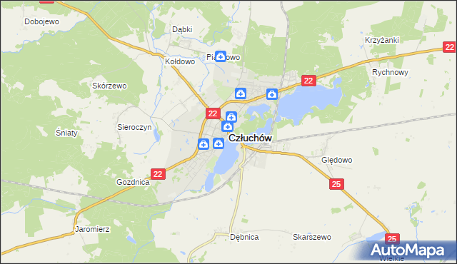 mapa Człuchów, Człuchów na mapie Targeo