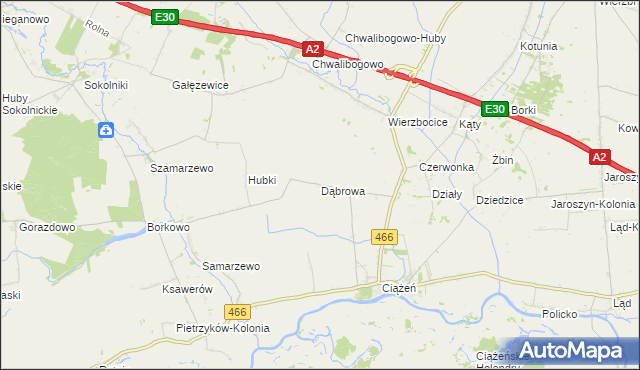 mapa Dąbrowa gmina Lądek, Dąbrowa gmina Lądek na mapie Targeo