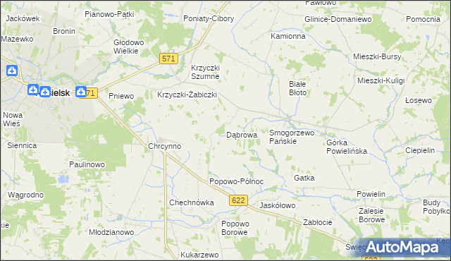mapa Dąbrowa gmina Nasielsk, Dąbrowa gmina Nasielsk na mapie Targeo