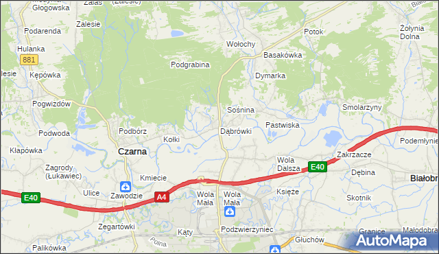 mapa Dąbrówki gmina Czarna, Dąbrówki gmina Czarna na mapie Targeo