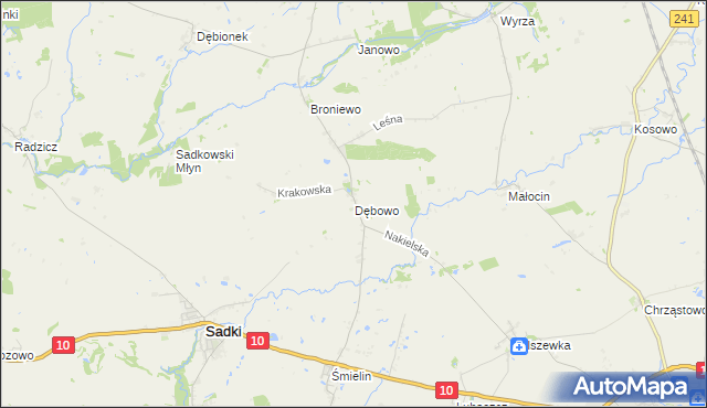 mapa Dębowo gmina Sadki, Dębowo gmina Sadki na mapie Targeo