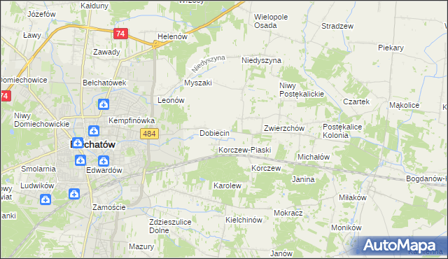 mapa Dobiecin Osada, Dobiecin Osada na mapie Targeo