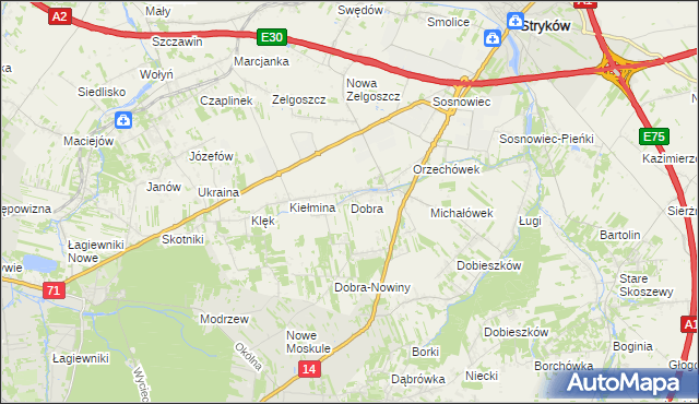 mapa Dobra gmina Stryków, Dobra gmina Stryków na mapie Targeo