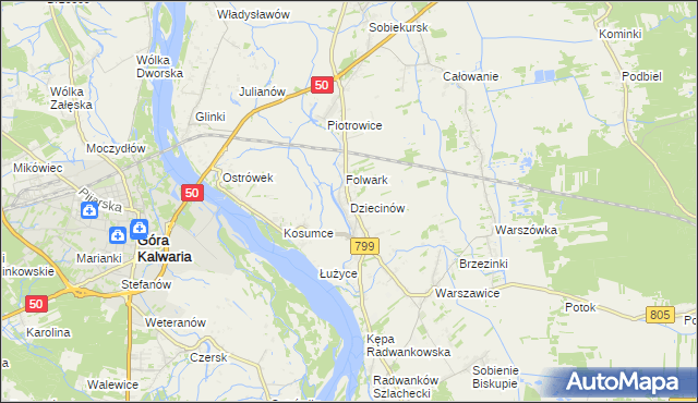mapa Dziecinów gmina Sobienie-Jeziory, Dziecinów gmina Sobienie-Jeziory na mapie Targeo