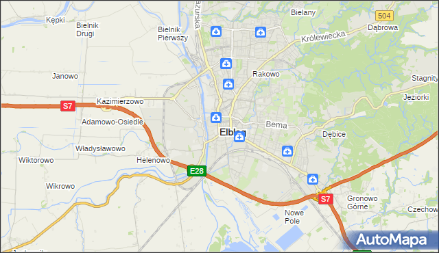 mapa Elbląga, Elbląg na mapie Targeo