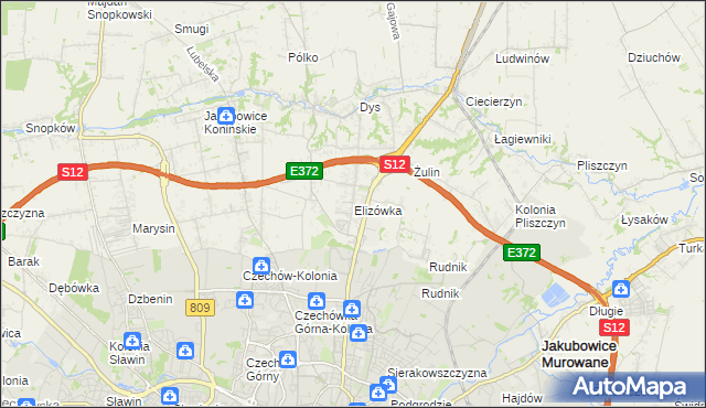 mapa Elizówka gmina Niemce, Elizówka gmina Niemce na mapie Targeo