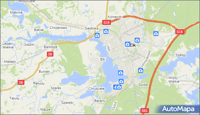 mapa Ełk powiat ełcki, Ełk powiat ełcki na mapie Targeo