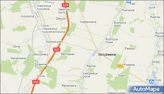 mapa Franciszków gmina Strzyżewice, Franciszków gmina Strzyżewice na mapie Targeo