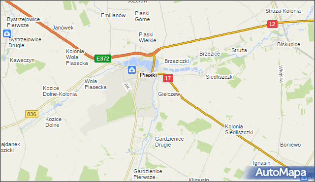 mapa Giełczew gmina Piaski, Giełczew gmina Piaski na mapie Targeo
