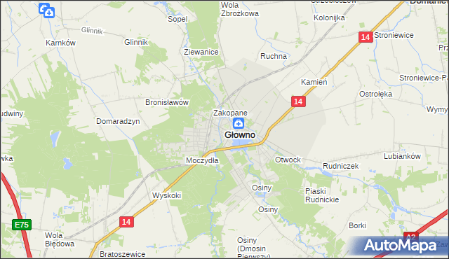 mapa Głowno, Głowno na mapie Targeo