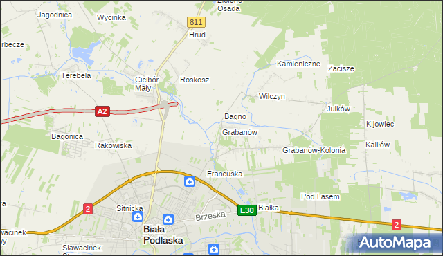 mapa Grabanów, Grabanów na mapie Targeo