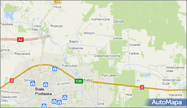 mapa Grabanów-Kolonia, Grabanów-Kolonia na mapie Targeo