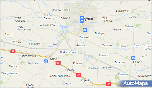 mapa Grabów gmina Żychlin, Grabów gmina Żychlin na mapie Targeo