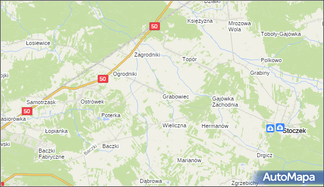 mapa Grabowiec gmina Stoczek, Grabowiec gmina Stoczek na mapie Targeo